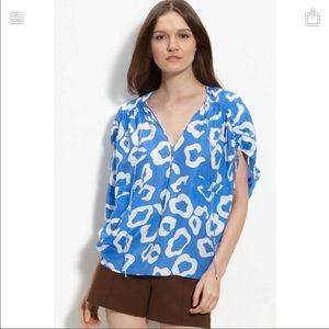 DVF Cascadia leopard print 100% silk blouse